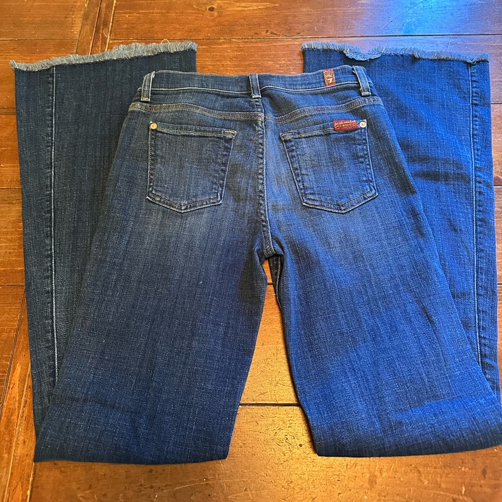 Ginger Dark Blue Flare Denim Jeans by 7 for All Mankind.